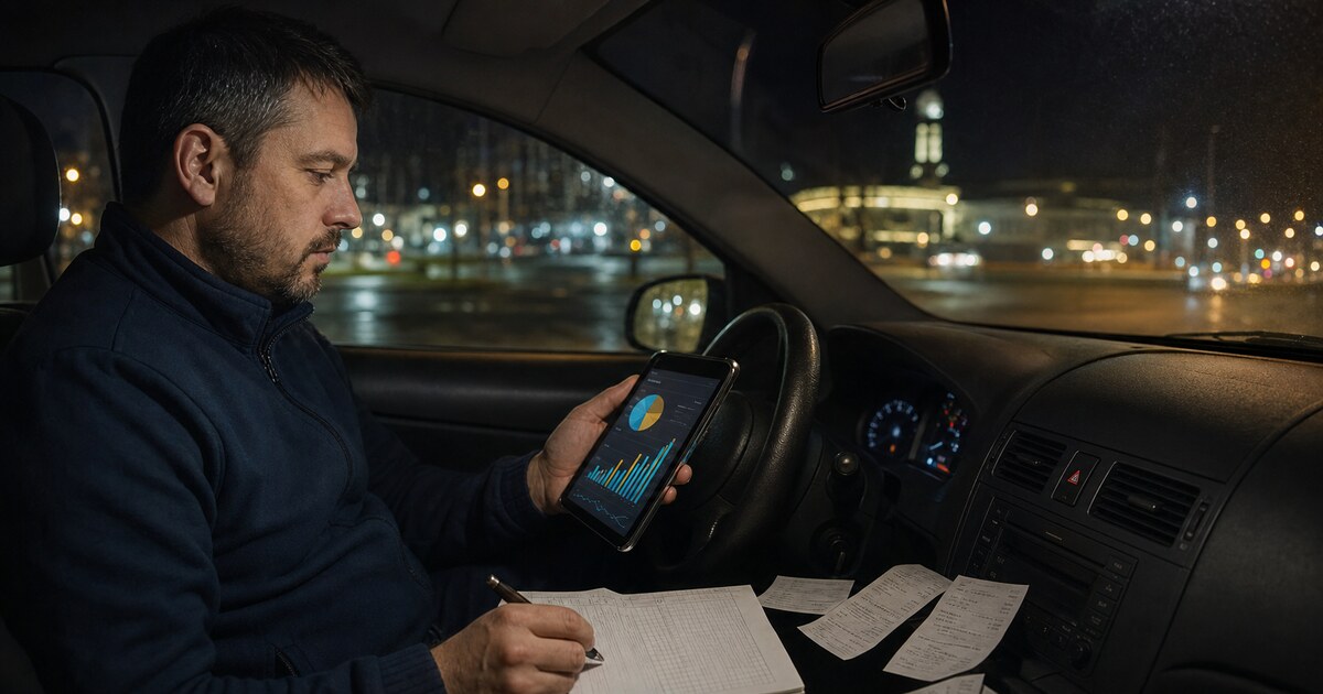 Vodič taxislužby kontroluje výpis zárobkov z digitálnej platformy