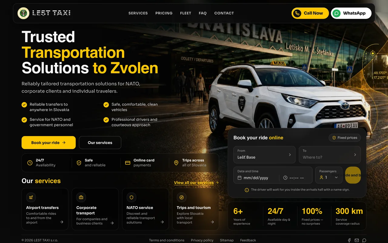 Náhľad webu LEST TAXI (lesttaxi.com)