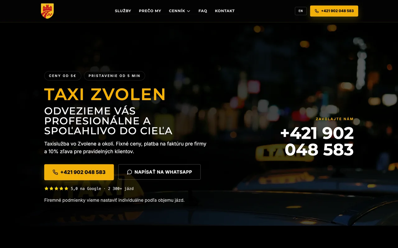 Náhľad webu Taxi Zvolen (zvolen-taxi.sk)
